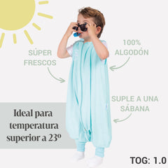 Saquito de dormir de verano con tela de algodón de camiseta - Con pies